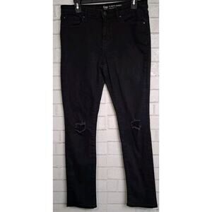 Gap Always Skinny Jeans Women's Size 10/30 Black Denim Distressed Stretch Grunge